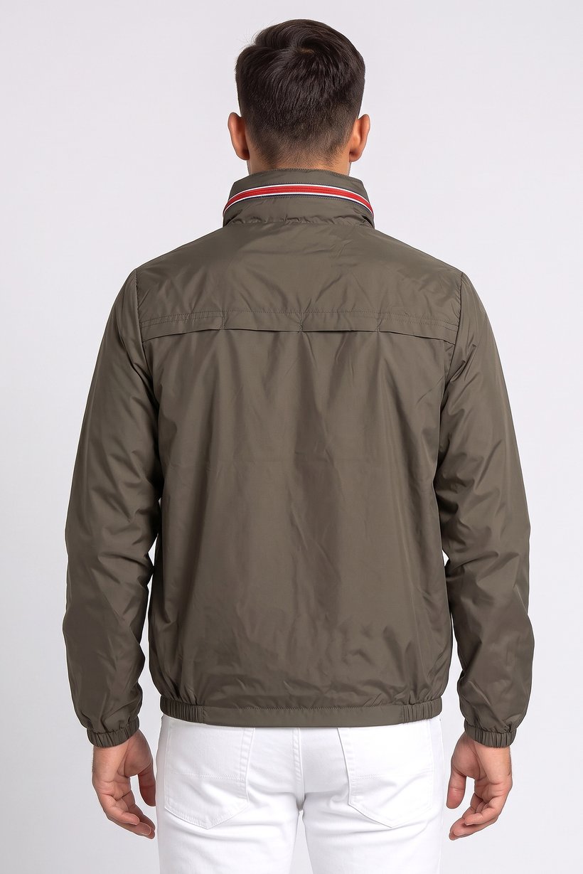 Men Brand Logo Windbreaker Jacket, Olive