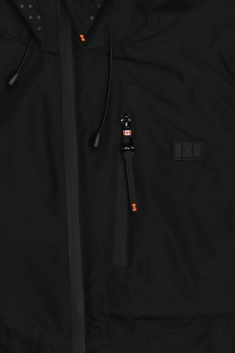 Men Brand Logo Windbreaker Full Zip Jacket, Black