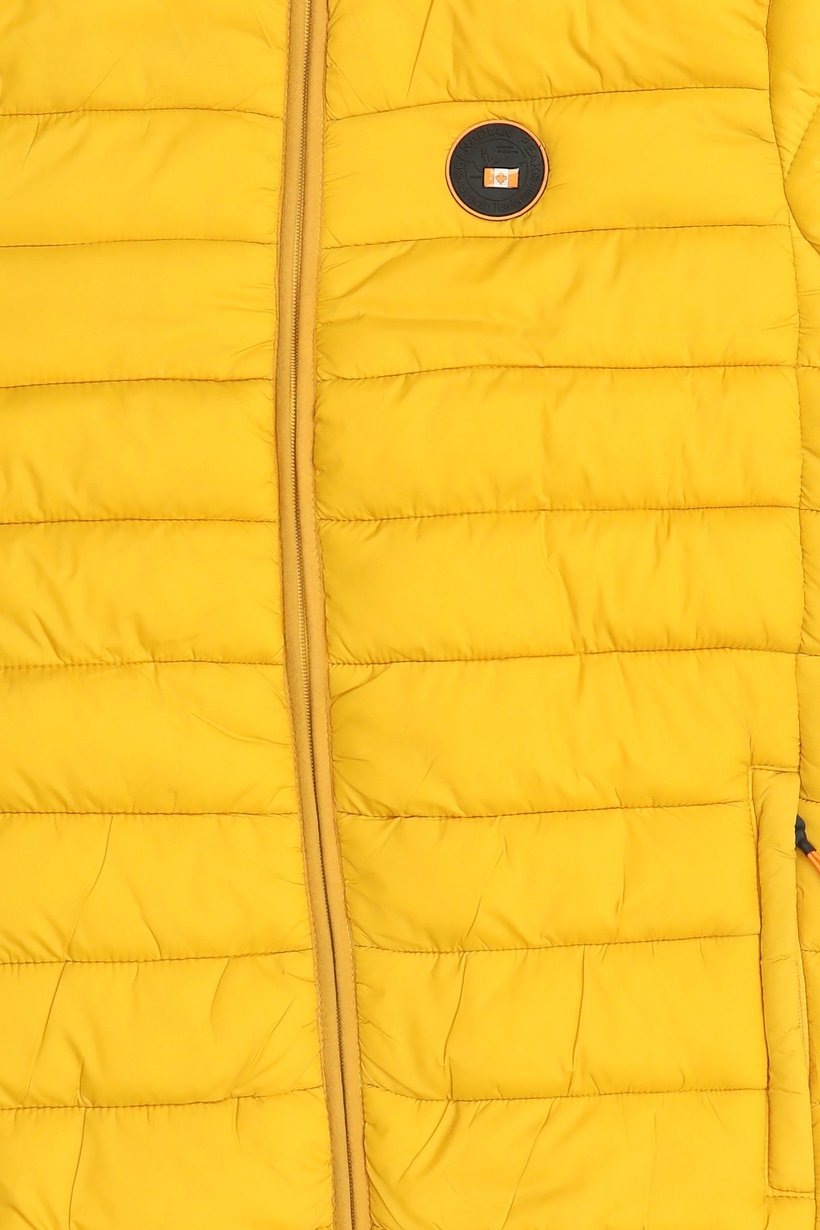 Men Brand Logo Long Sleeve Puffer Jacket, Mustard