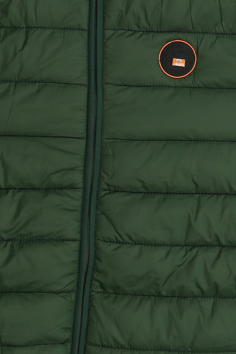 Men Brand Logo Long Sleeve Puffer Jacket, Dark Green