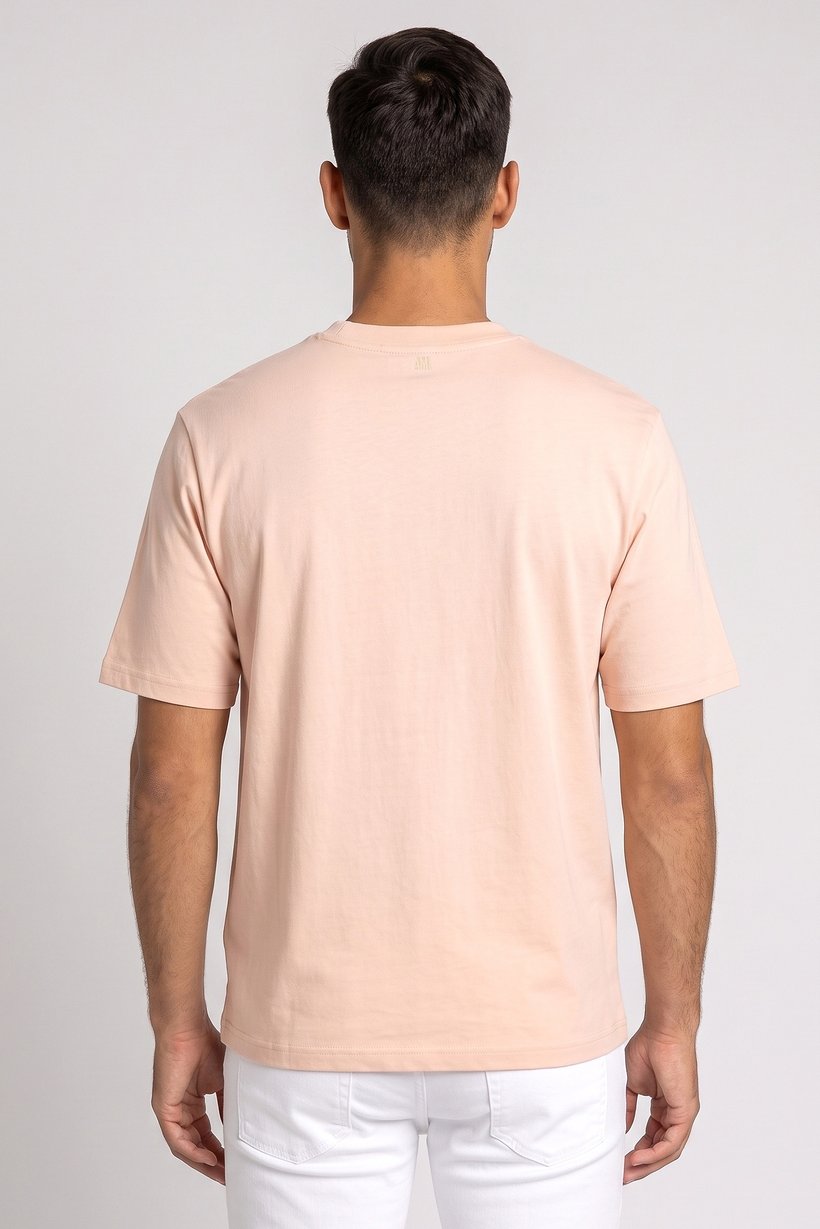 Men Crew Neck Short Sleeve Plain T-Shirt, Pink