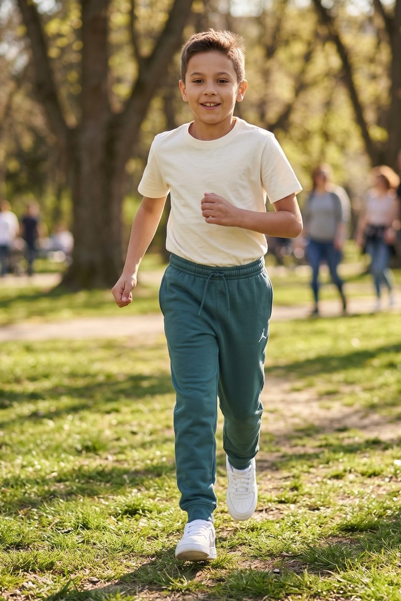 Kids Boy Sportswear Fit Outdoor Sweatpants, Teal Green