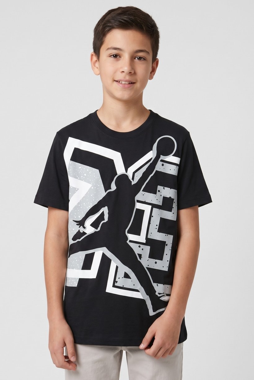 Kids Boy Sportswear Fit Short Sleeve Outdoor T-Shirt, Black
