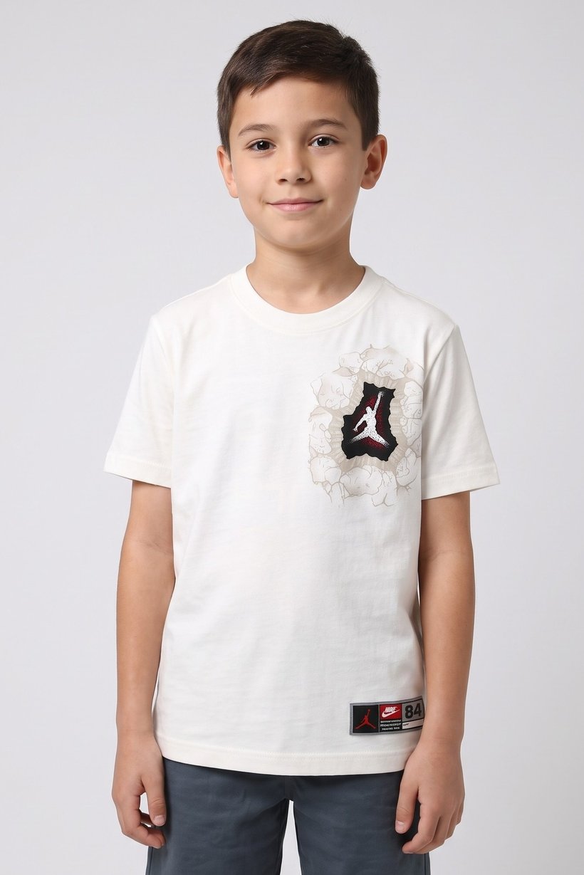 Kids Boy Sportswear Fit Short Sleeve Training T-Shirt, Off White