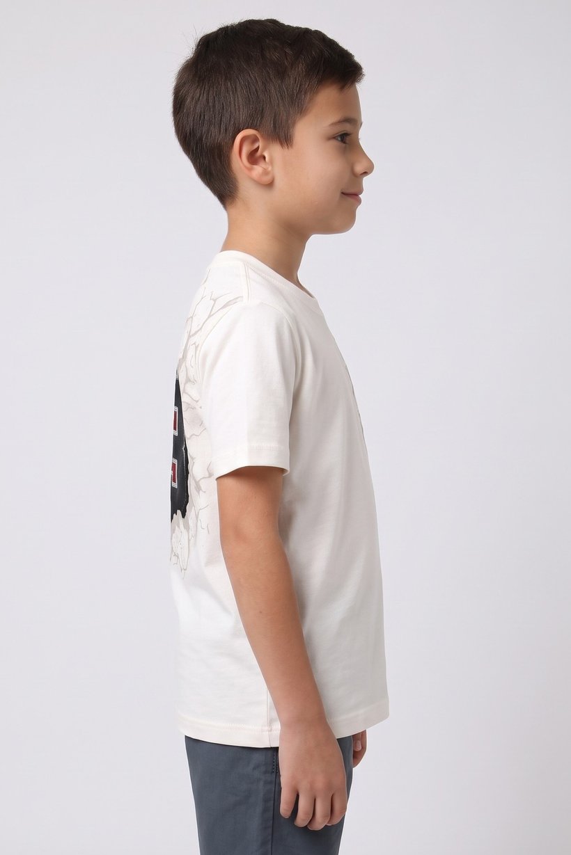 Kids Boy Sportswear Fit Short Sleeve Training T-Shirt, Off White