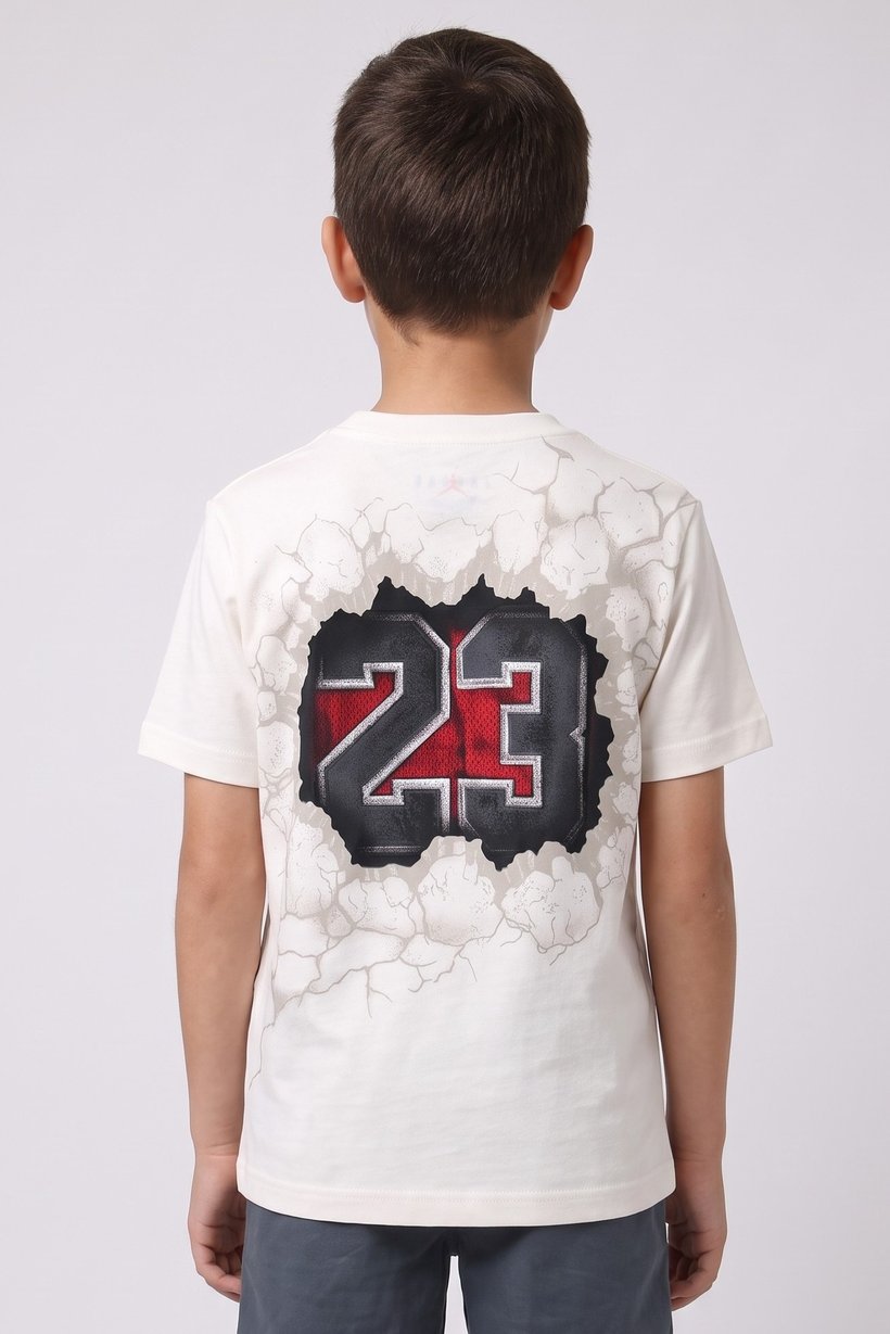 Kids Boy Sportswear Fit Short Sleeve Training T-Shirt, Off White