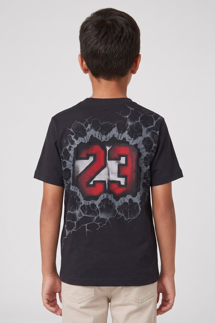 Kids Boy Sportswear Fit Short Sleeve Outdoor T-Shirt, Black