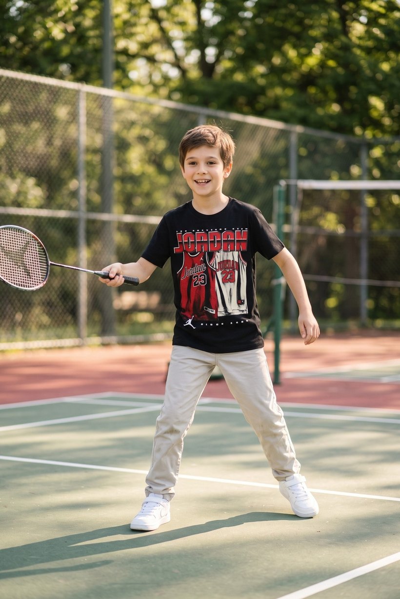 Kids Boy Sportswear Fit  Short Sleeve Outdoor T-Shirt, Black