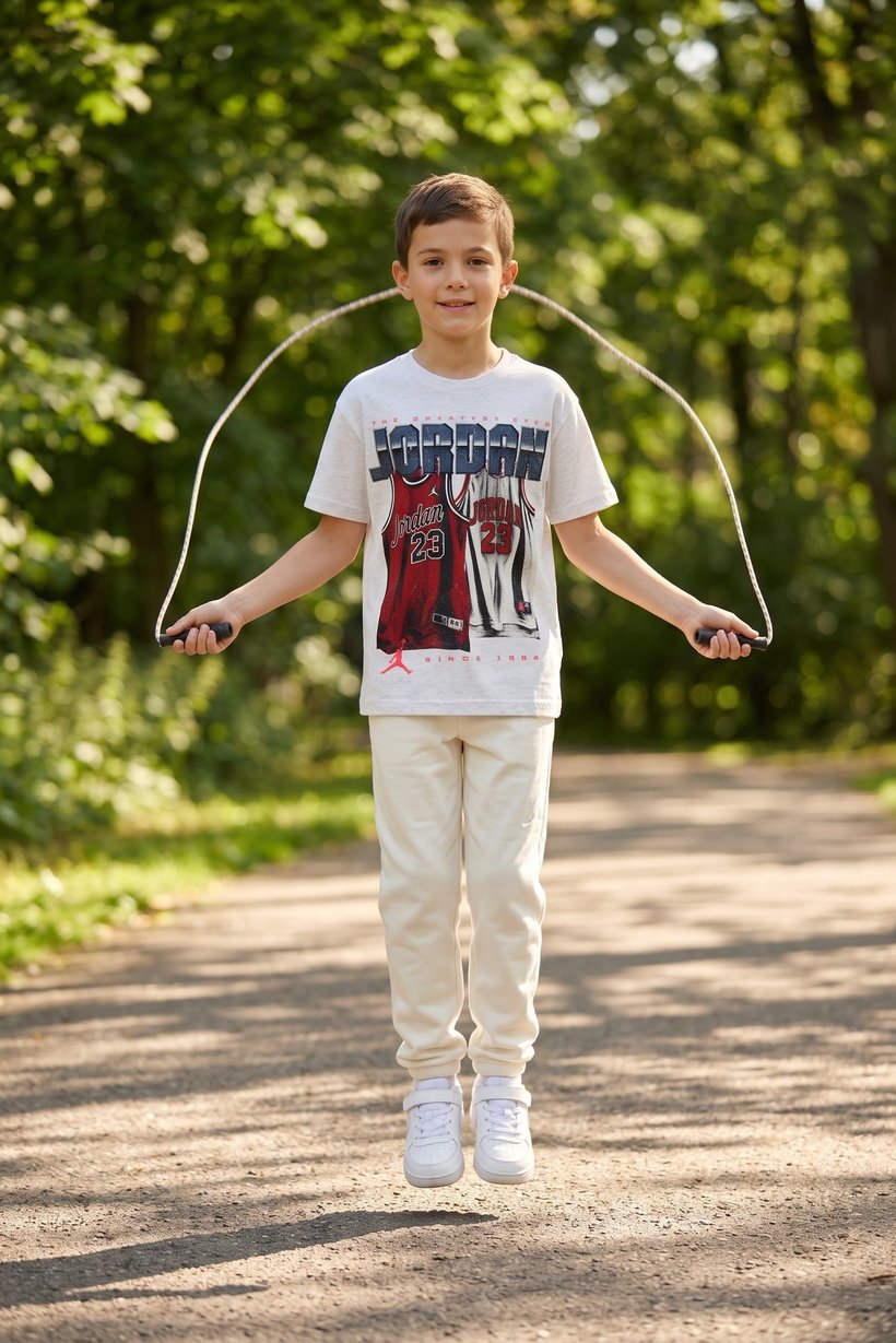 Kids Boy Sportswear Fit Short Sleeve Outdoor T-Shirt, Heather Grey