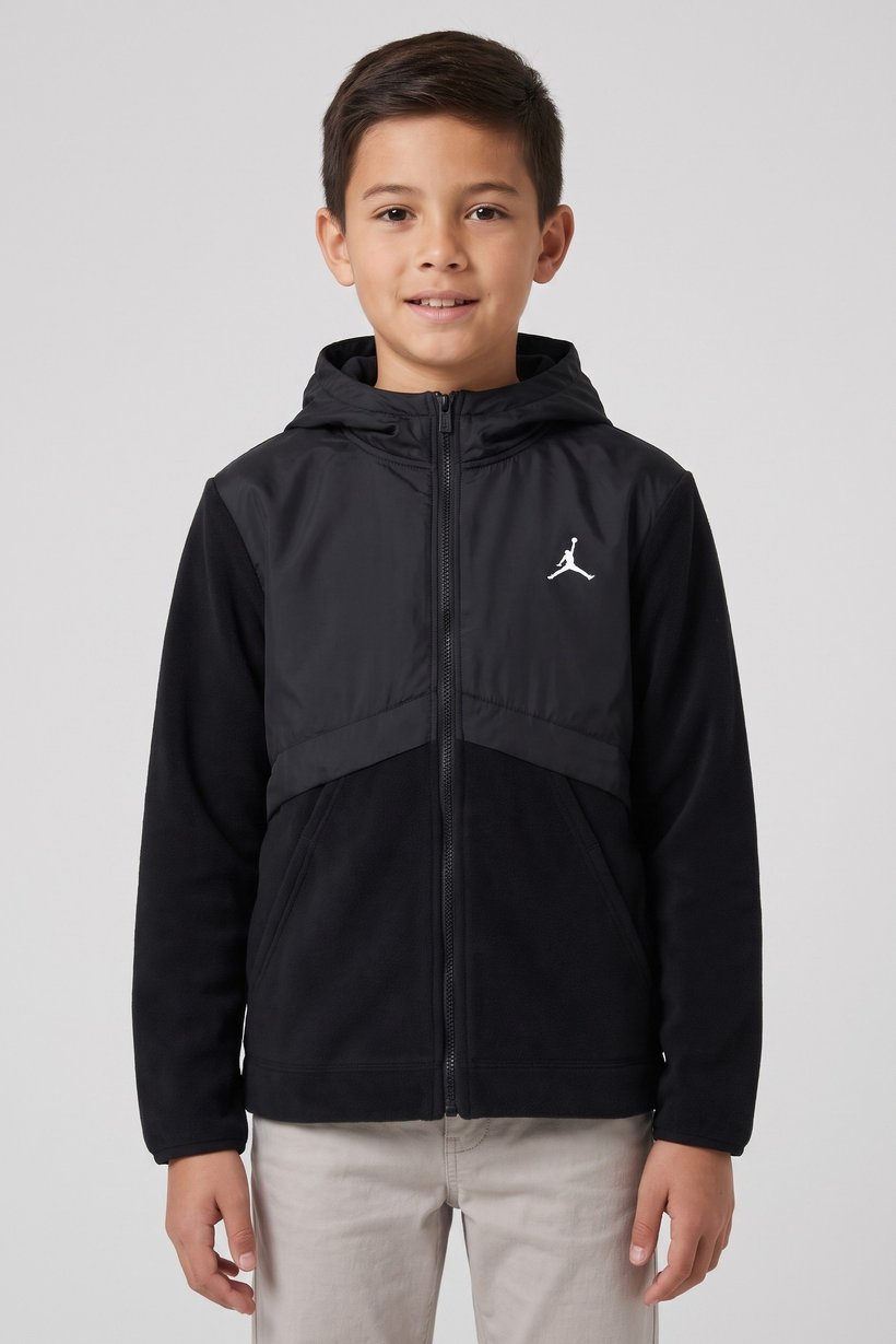 Kids Boy Sportswear Fit Long Sleeve Outdoor Jacket, Black