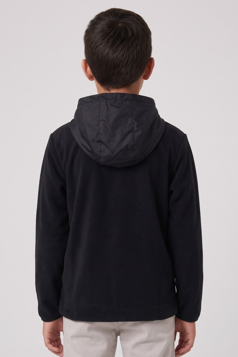 Kids Boy Sportswear Fit Long Sleeve Outdoor Jacket, Black