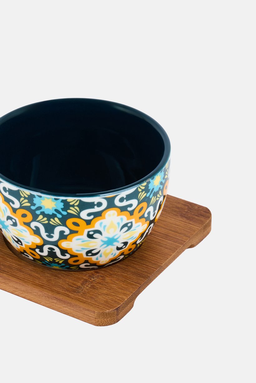 3 Pieces Serving Bowl With Tray Set, Multicolor