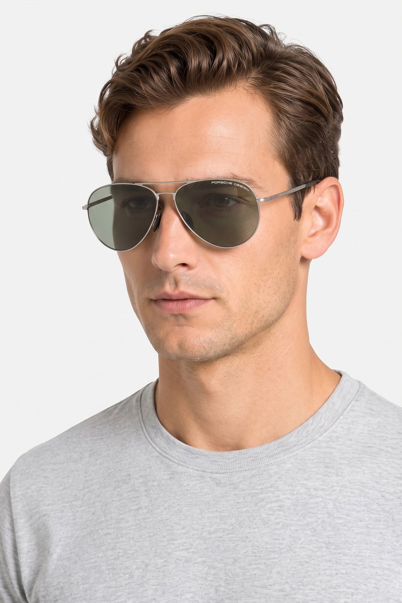 Men P8508 C Aviator Sunglasses, Silver