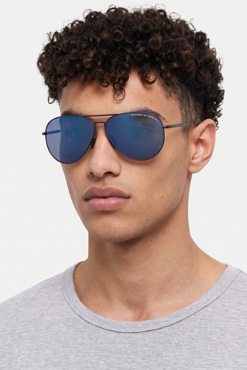 Men P850862P Aviator Sunglasses, Black
