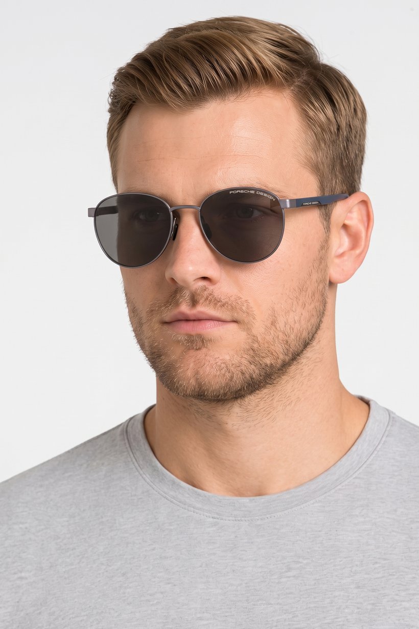 Men P8945 C Round Sunglasses, Gunmetal