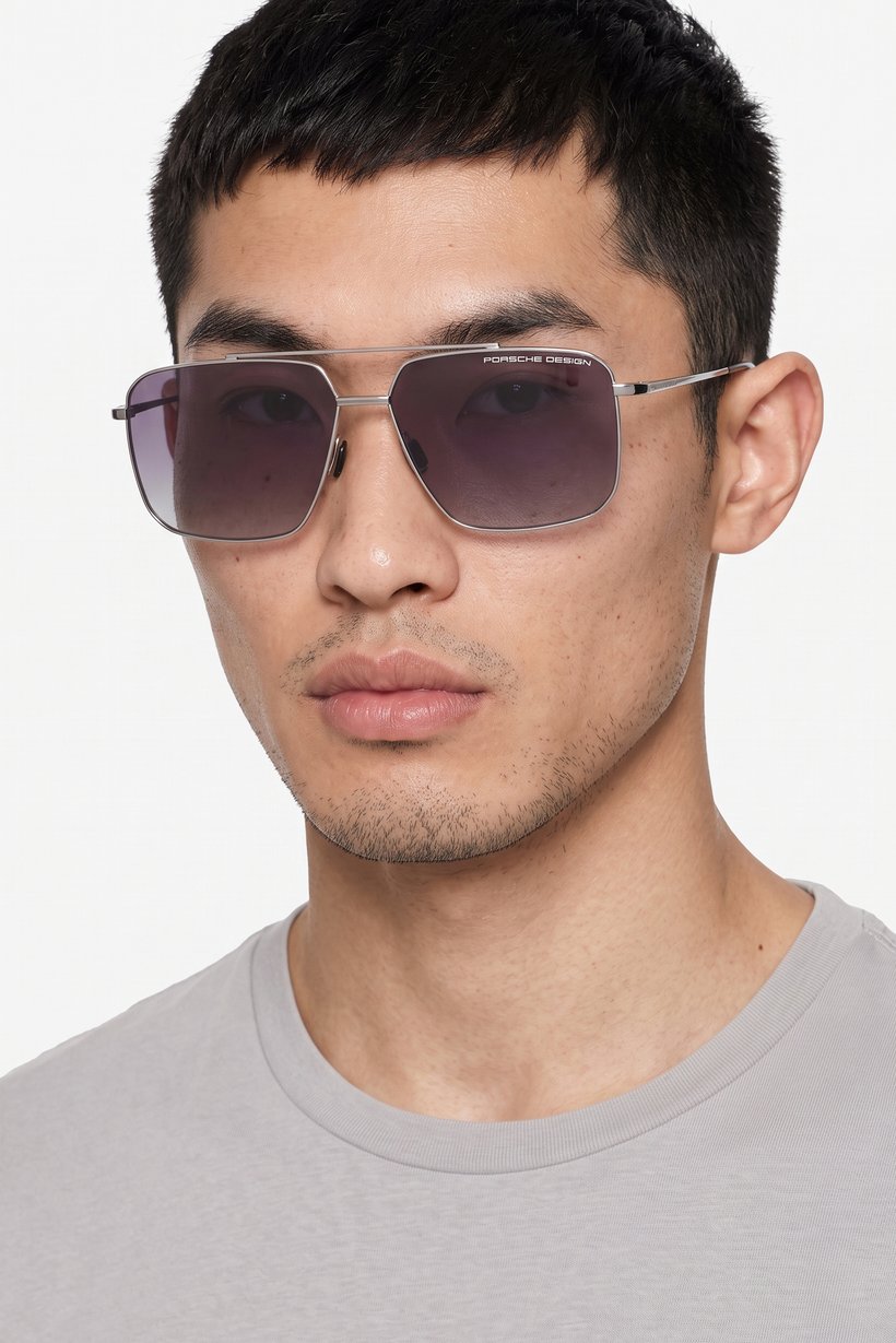 Men P893661D Square Sunglasses, Silver