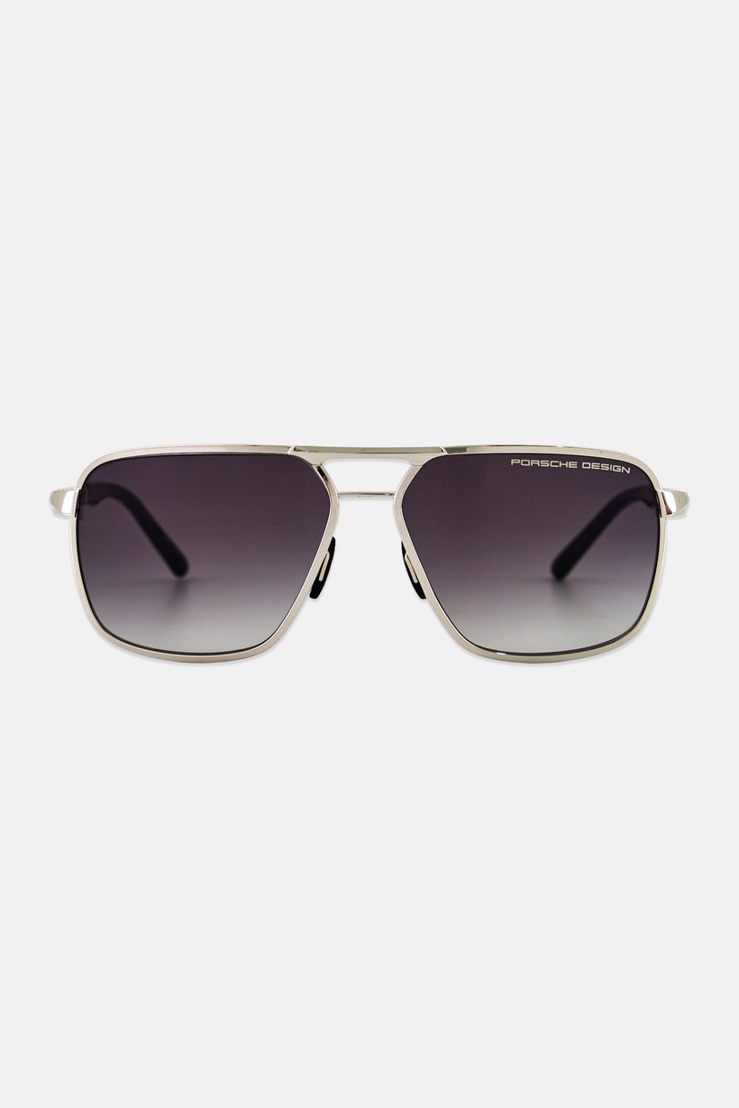 Men P896661B226 Square Sunglasses, Silver