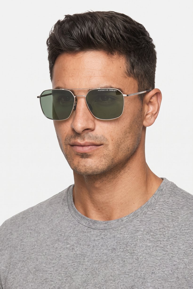 Men P8970 C Square Sunglasses, Silver