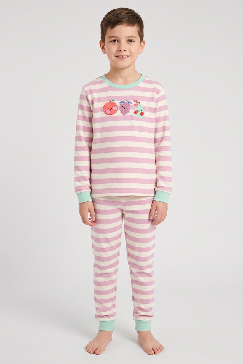 Kids Boy 2 Pieces Long Sleeve Stripe Top And Bottom Pajama Set, Multicolor