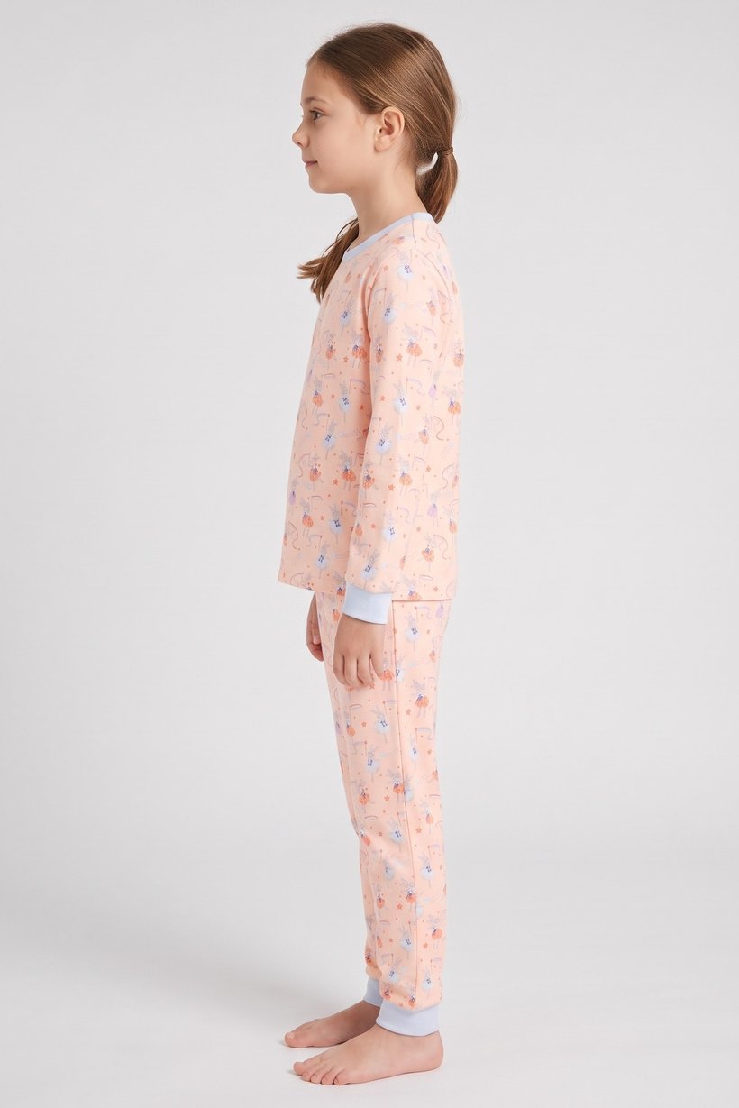 Kids Girl 2 Pieces Long Sleeve Allover Print Top And Bottom Pajama Set, Multicolor