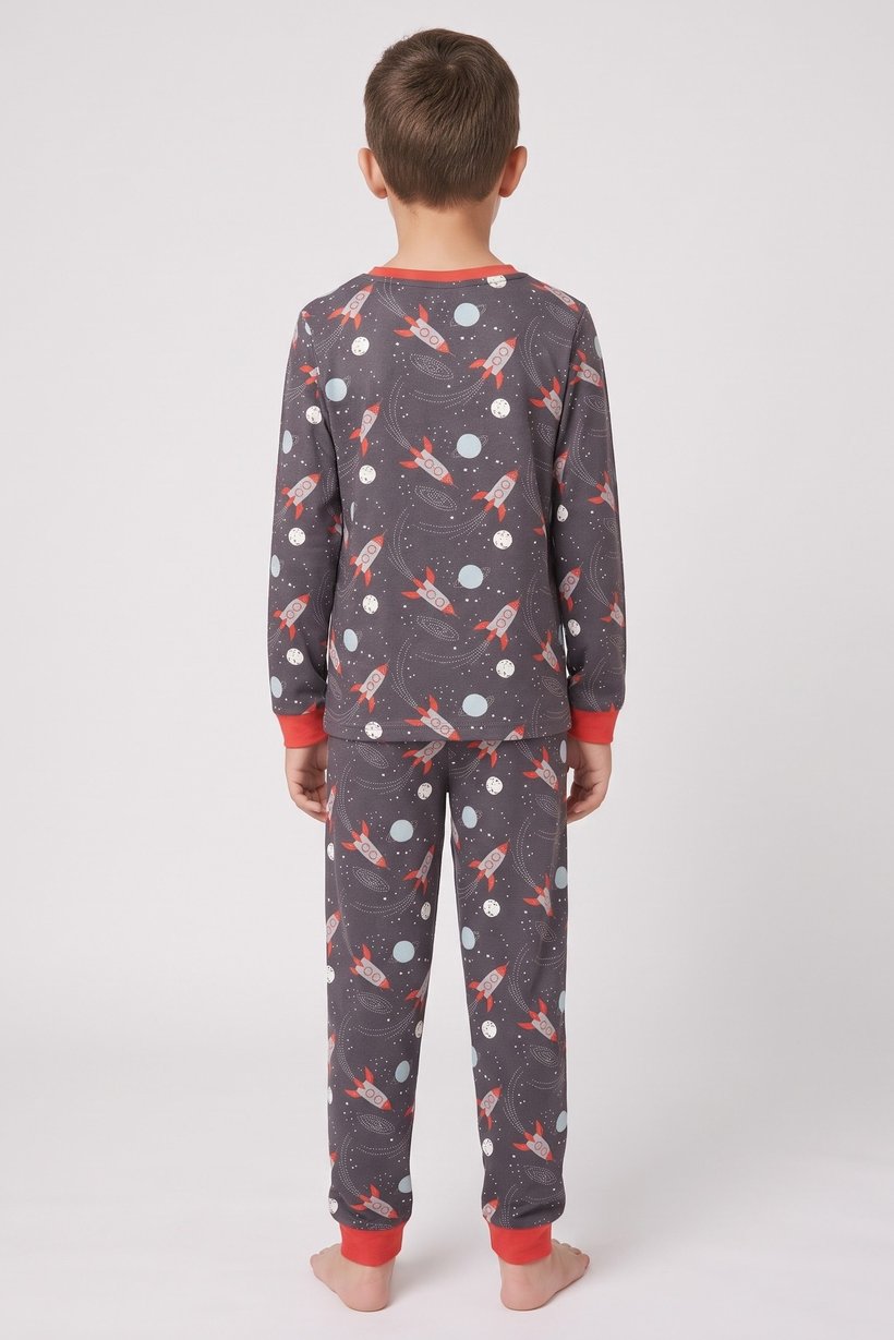 Kids Boy 2 Pieces Long Sleeve Allover Print Top And Bottom Pajama Set, Multicolor
