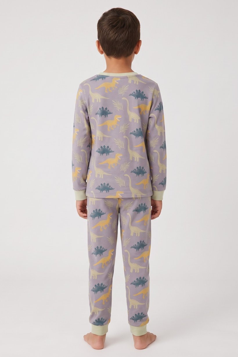 Kids Boy 2 Pieces Long Sleeve Allover Print Top And Bottom Pajama Set, Multicolor