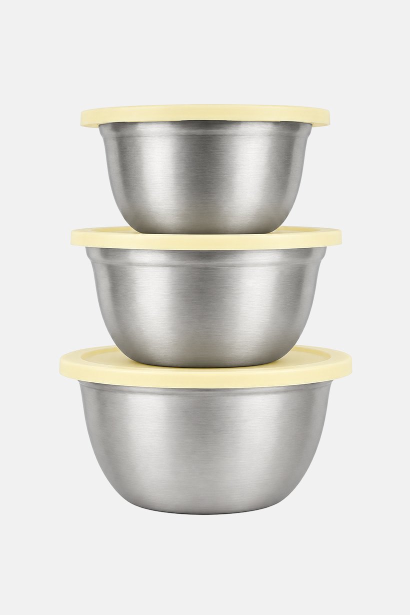 3 Pcs Stainless Bowl Set, Silver