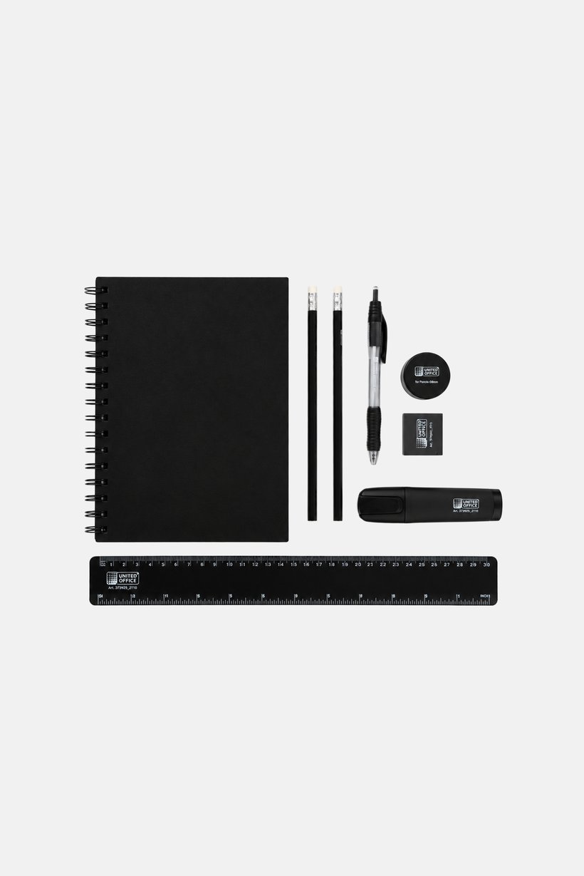 9 Pieces Stationery Set, Black