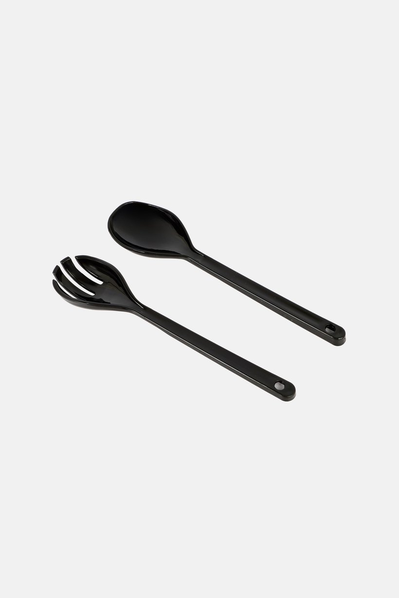 2 Pieces Salad Cutlery Set, Black