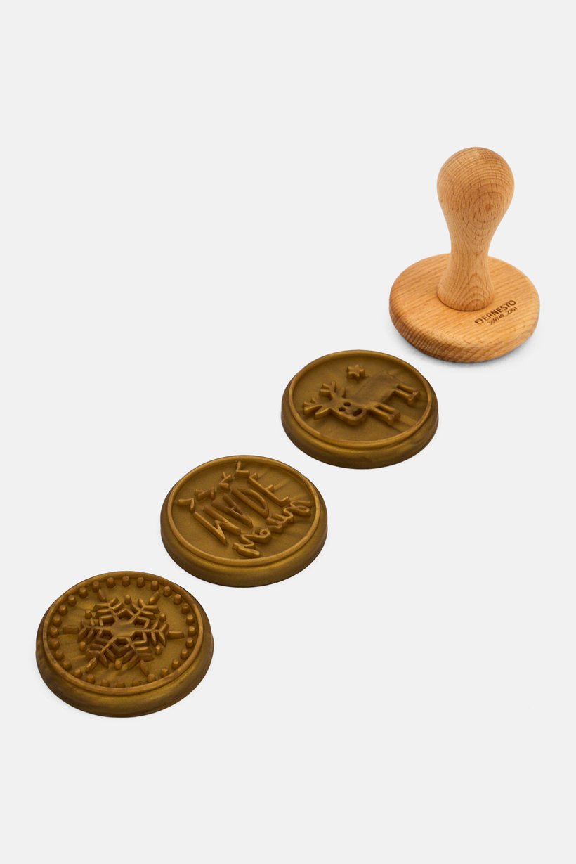 4 Pieces Biscuit Stamp Set, Brown
