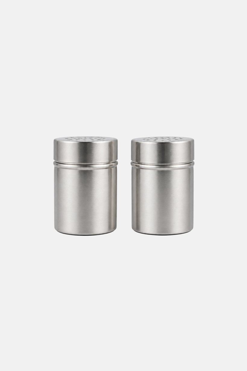 2 Pcs Stainless Steel Spice Shakers, Silver