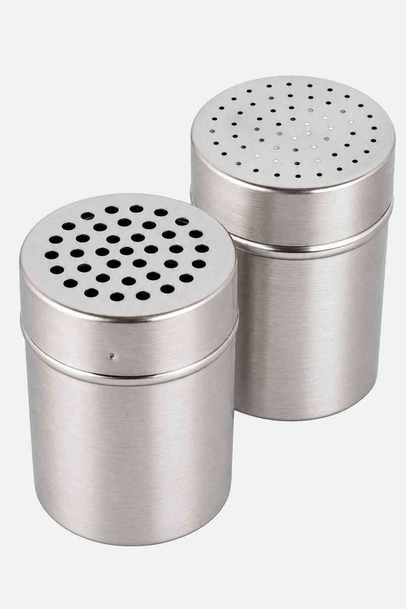 2 Pcs Stainless Steel Spice Shakers, Silver