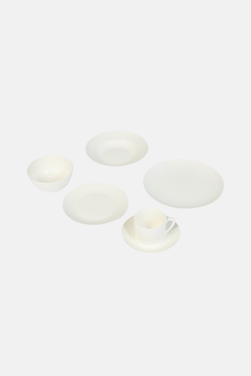 36 Pcs Plain Ceramic Dinnerware Set, White