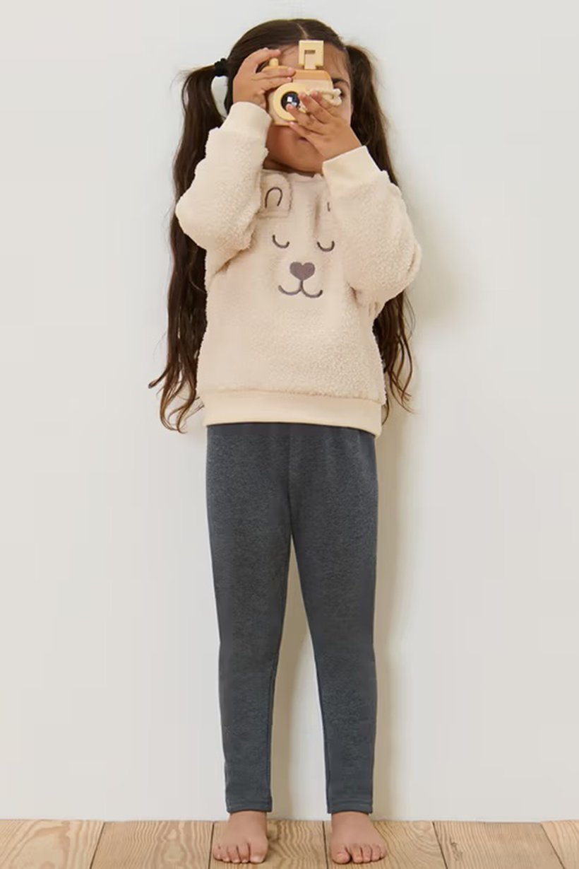 Kids Girl Heather Leggings, Dark Grey