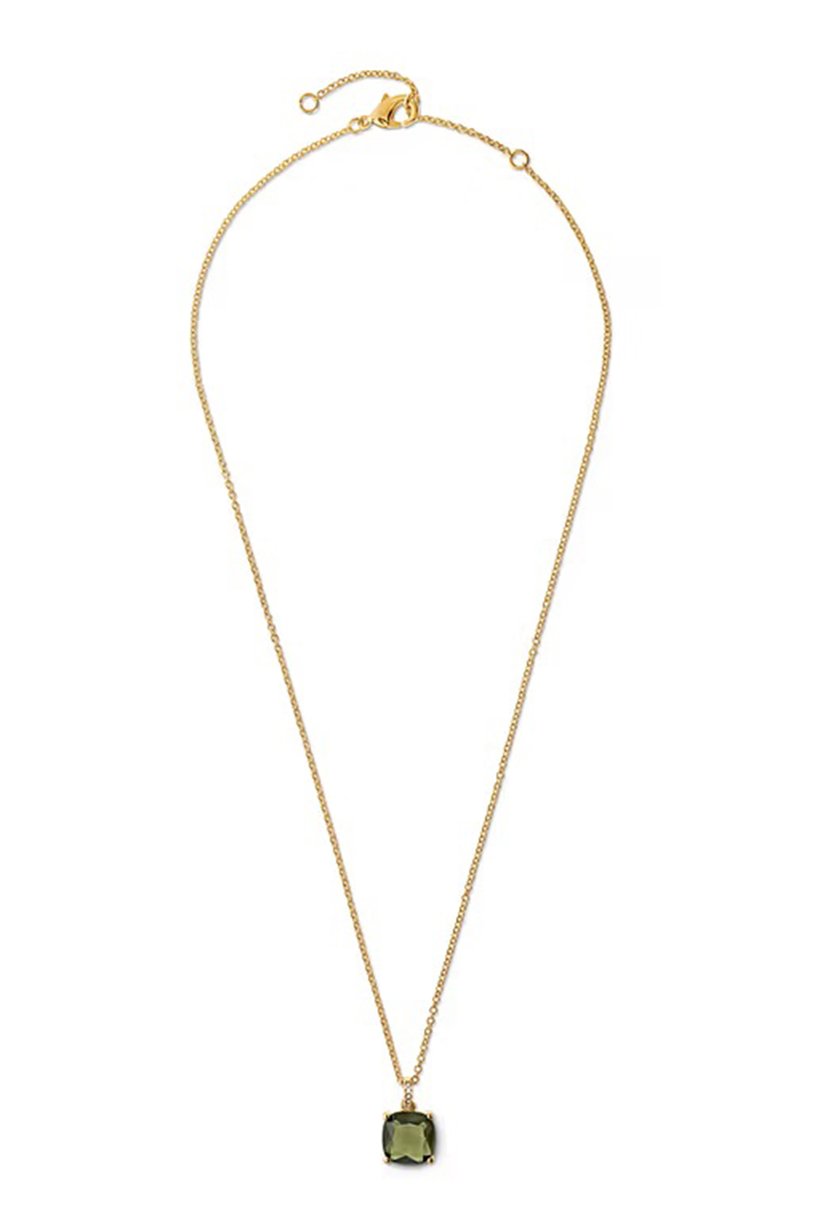 Women Fashionable Necklace With Glass Crystals, Gold