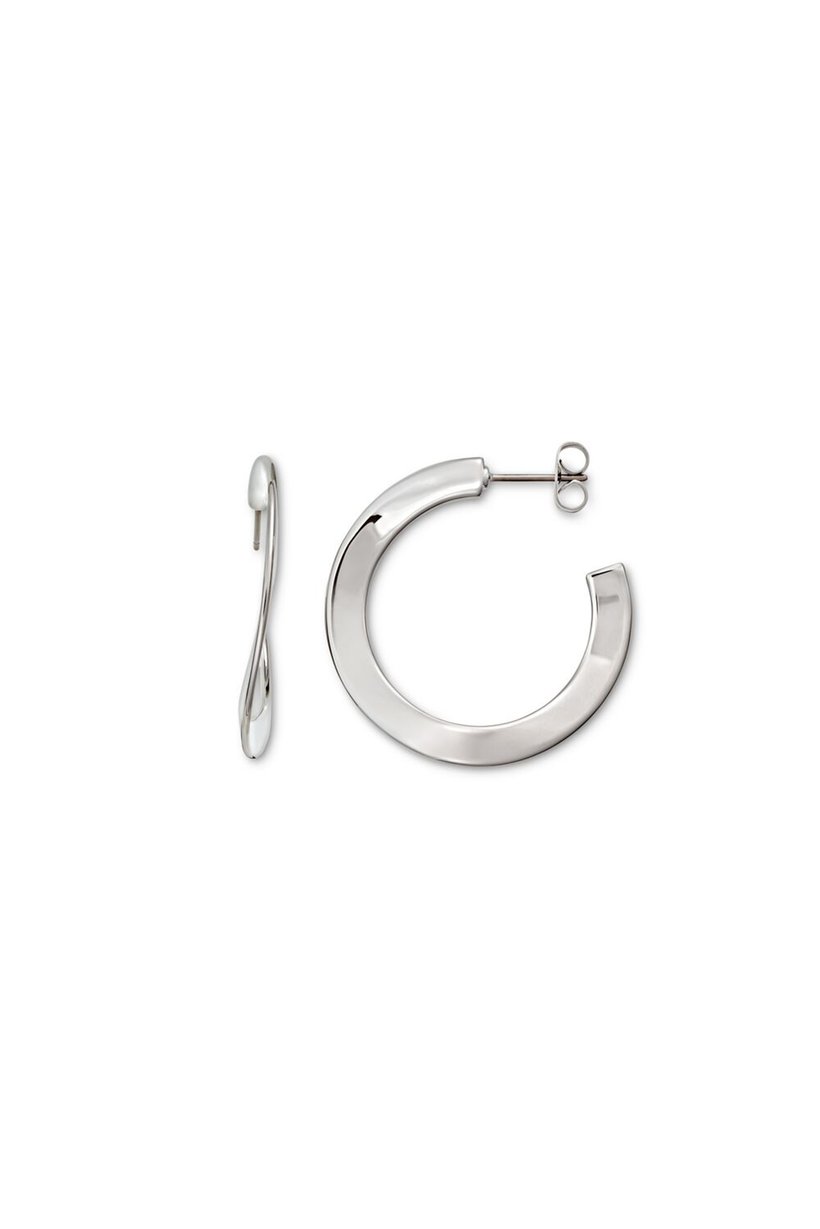 Women Creolen Wave Hoop Earrings, Silver