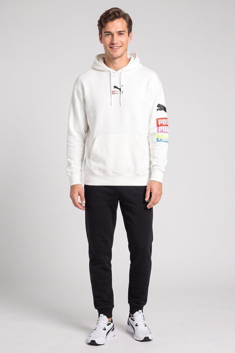 Men Sportswear Fit Long Sleeve Outdoor Hoodie, White