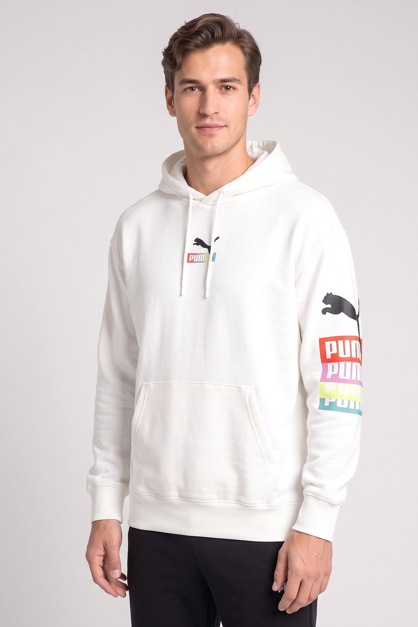 Men Sportswear Fit Long Sleeve Outdoor Hoodie, White