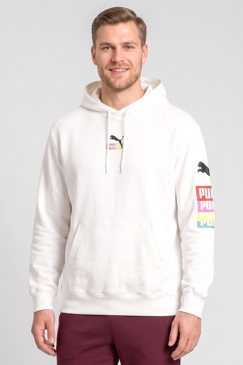 Men Sportswear Fit Long Sleeve Outdoor Hoodie, White