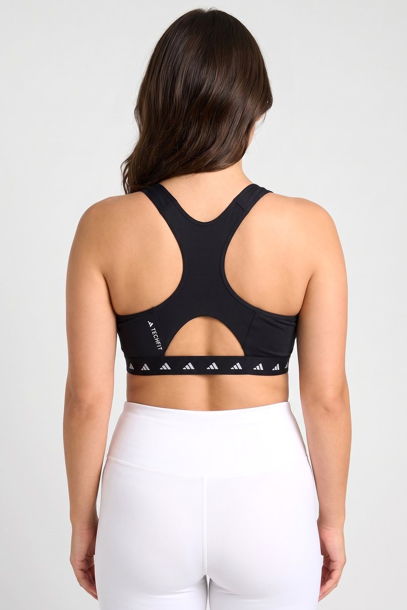 Women Plus Size Brand Logo Padded Sports  Bra, Black