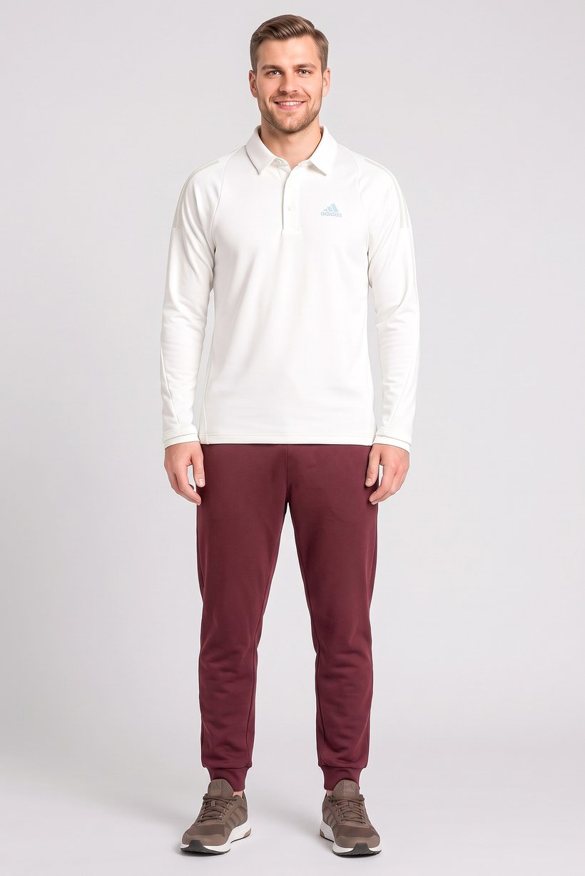 Men Sportswear Fit Long Sleeve Outdoor Polo, White