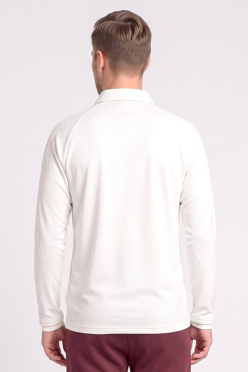 Men Sportswear Fit Long Sleeve Outdoor Polo, White