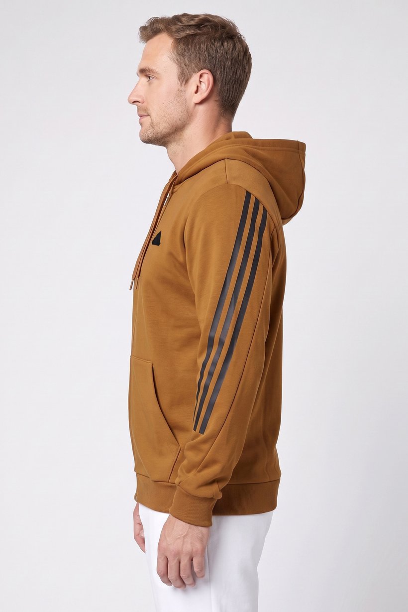Men Sportswear Fit Long Sleeve Outdoor Hoodie, Brown