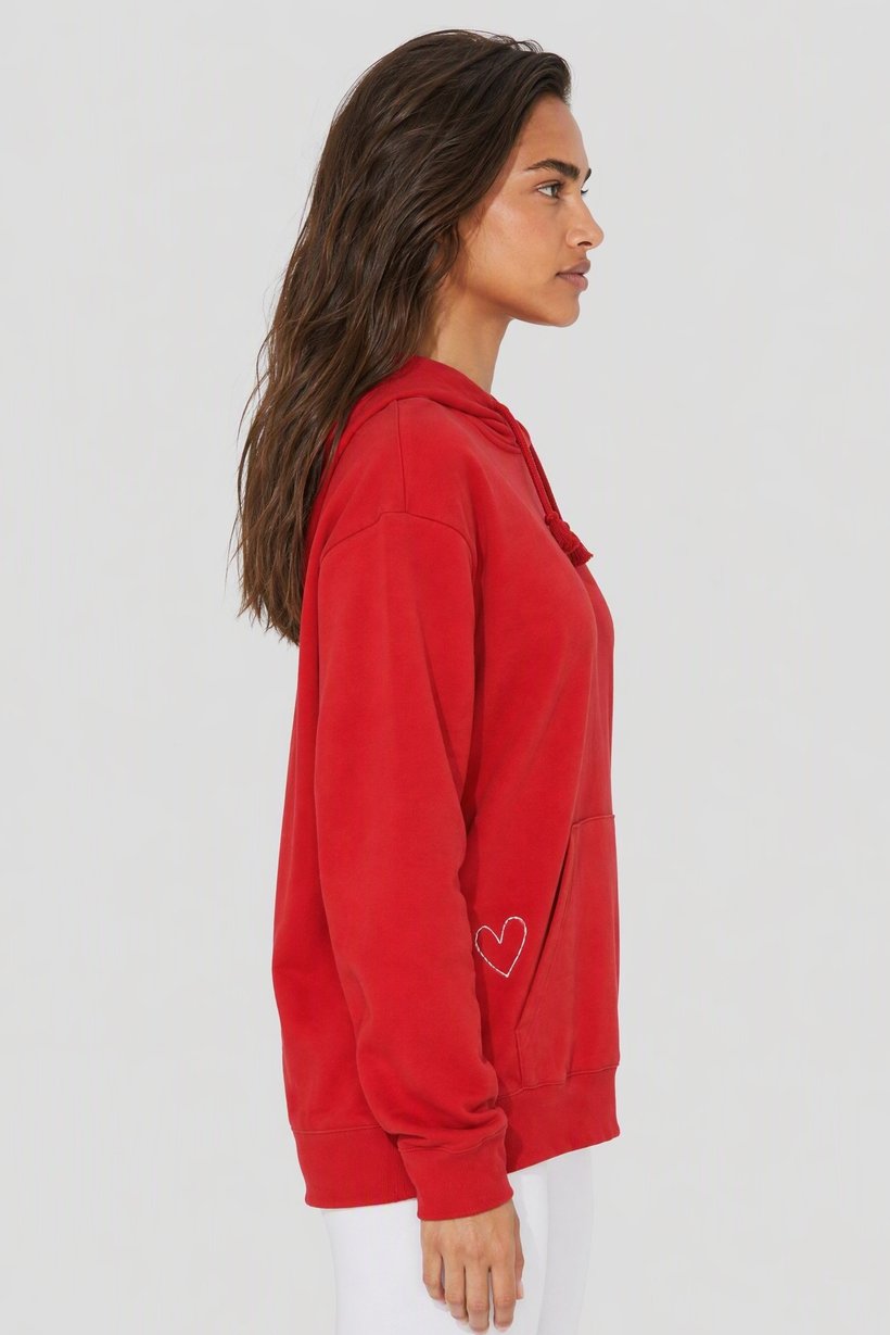 Women Sportswear Fit Long Sleeve Outdoor Hoodie, Red
