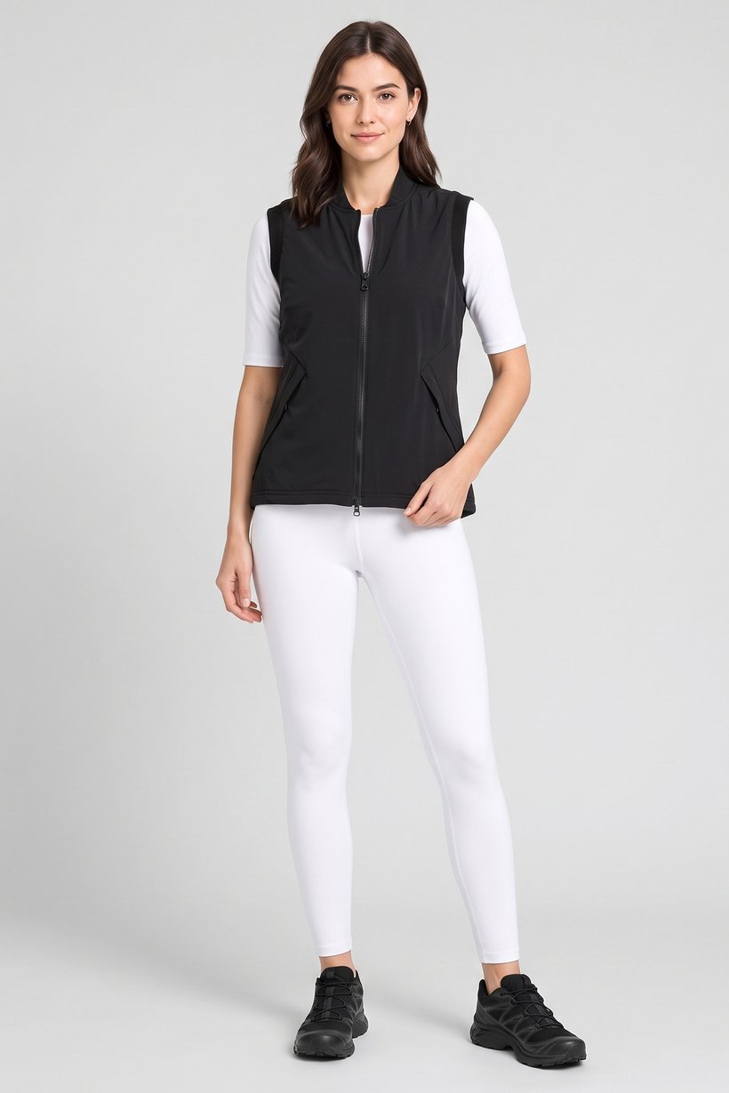 Women Sportswear Fit Sleeveless Outdoor Jacket, Black