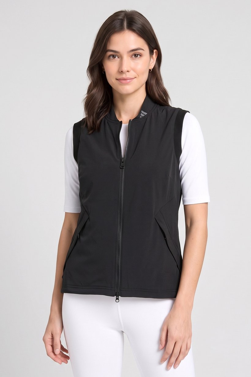 Women Sportswear Fit Sleeveless Outdoor Jacket, Black