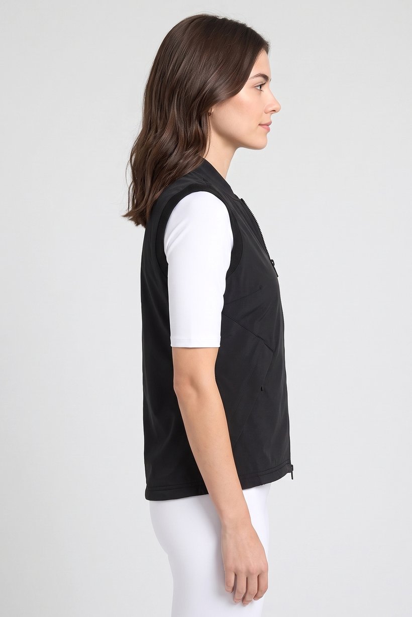 Women Sportswear Fit Sleeveless Outdoor Jacket, Black