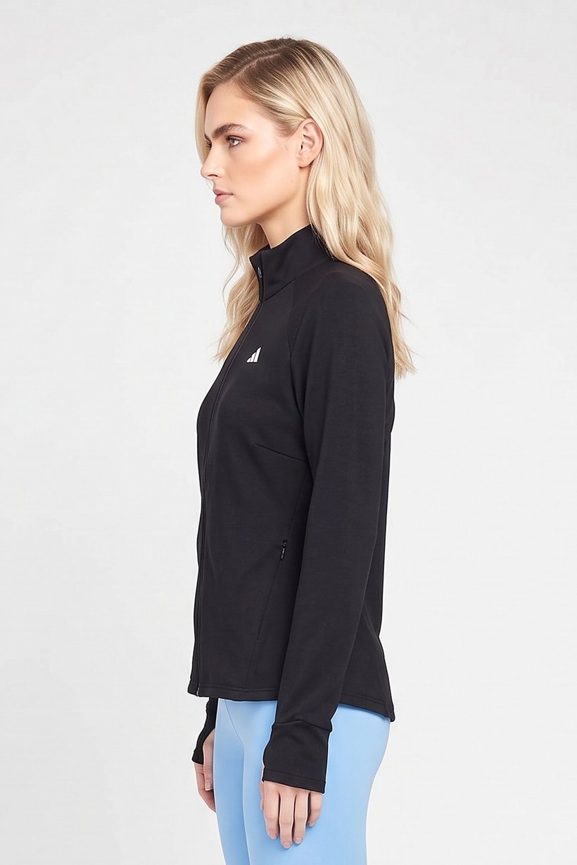 Women Plus Size Long Sleeve Training Jacket, Black