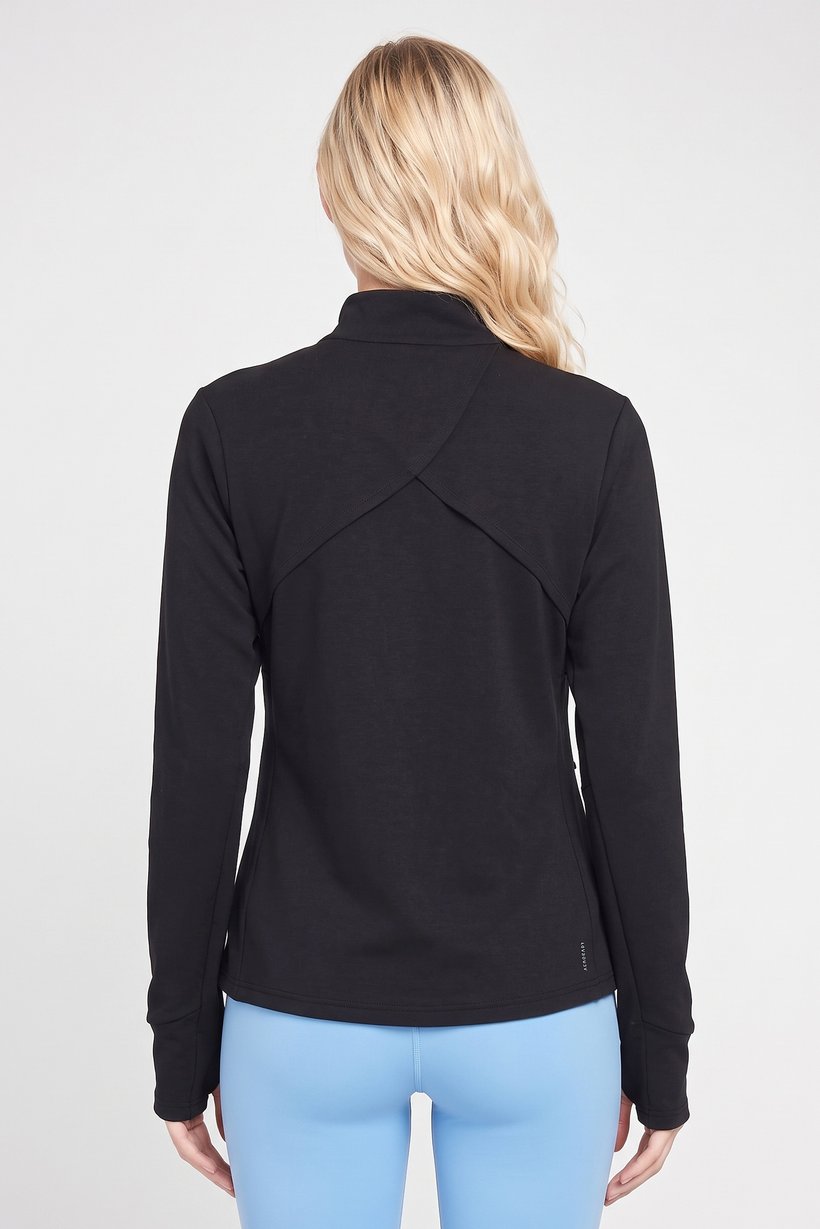 Women Plus Size Long Sleeve Training Jacket, Black