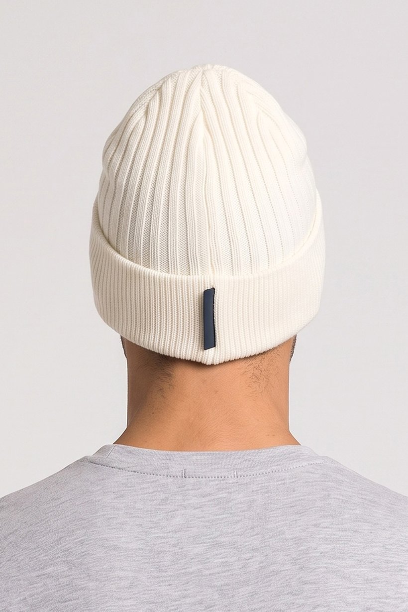 Men Visor Knit Cap, Off White